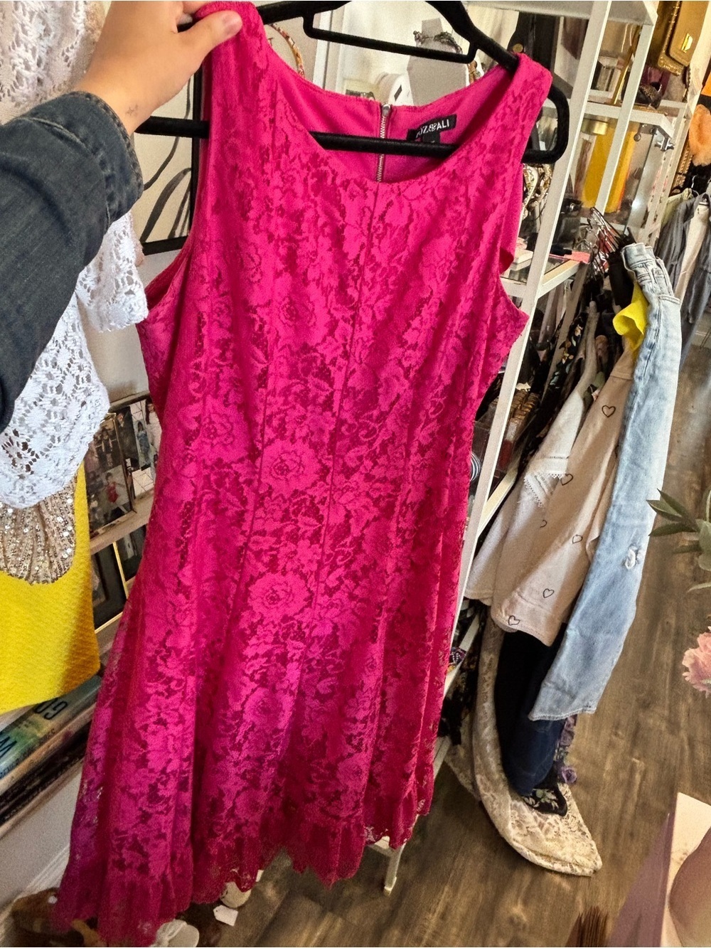 Roz & Ali Fuchsia Lace Midi Dress